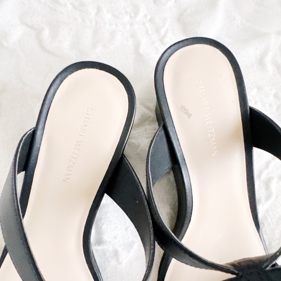 Stuart Weitzman Ava Ankle 75 wedge Sandal in Black Size 9.5 - Picture 5 of 7